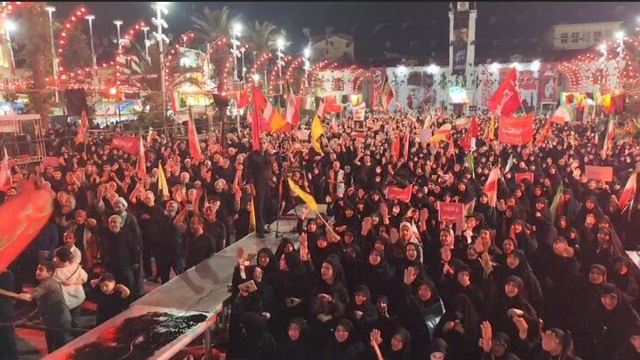 شعار رشتوندان در تجمع؛ لبیک یا خامنه‌ای لبیک یا حسین است